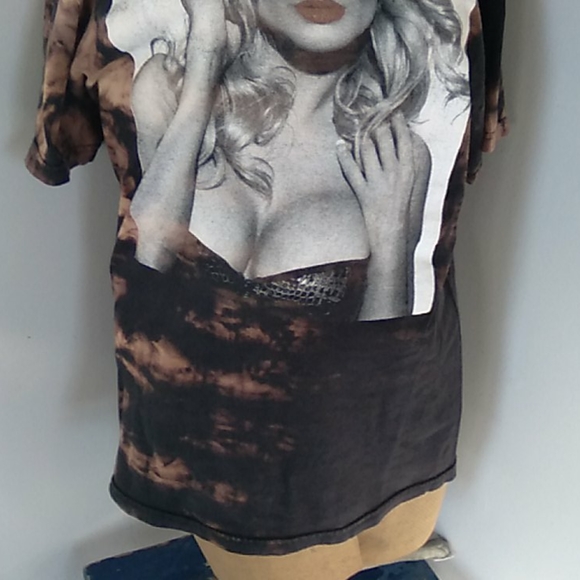 Vtg 90s customized  bleach oversize pin up tee XL - Picture 3 of 7